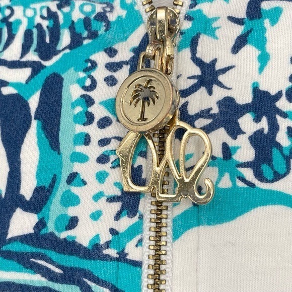 Lilly Pulitzer Resort Coastal Grandma Turquoise Elephant Full Zip Hoodie Small - Picture 5 of 11